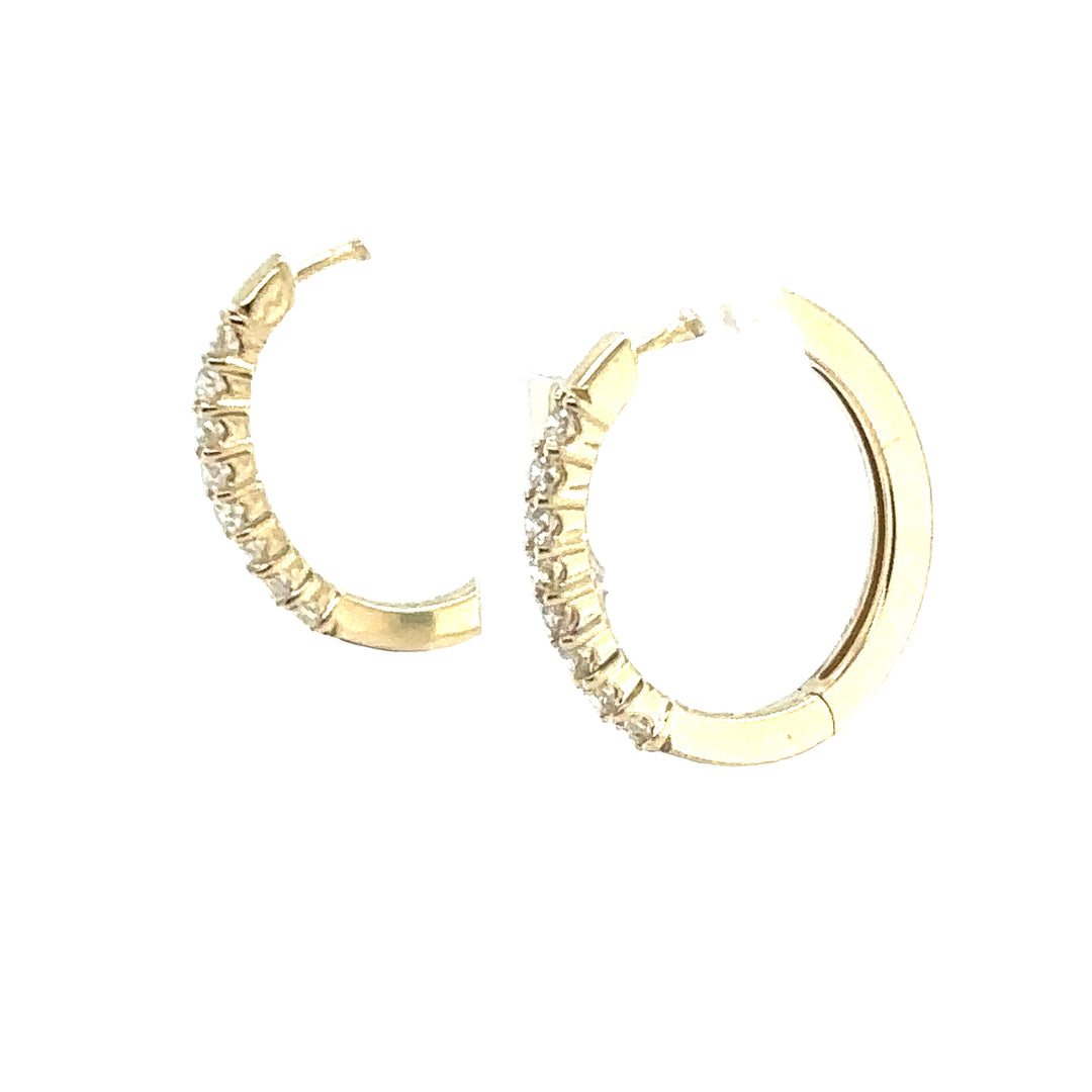 Yellow Gold Diamond Oval Hoop Earrings