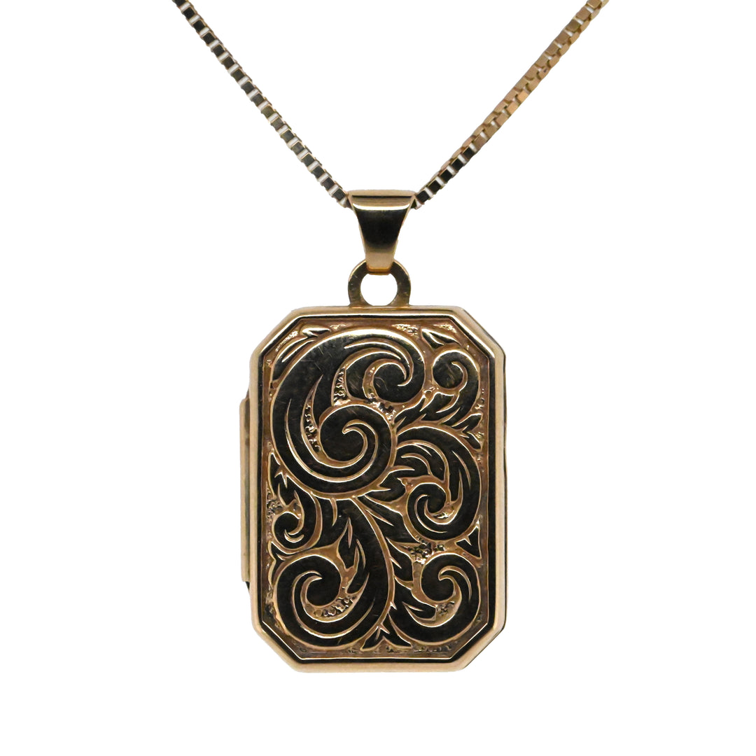 Gold Locket with Bail & 30" Box Chain