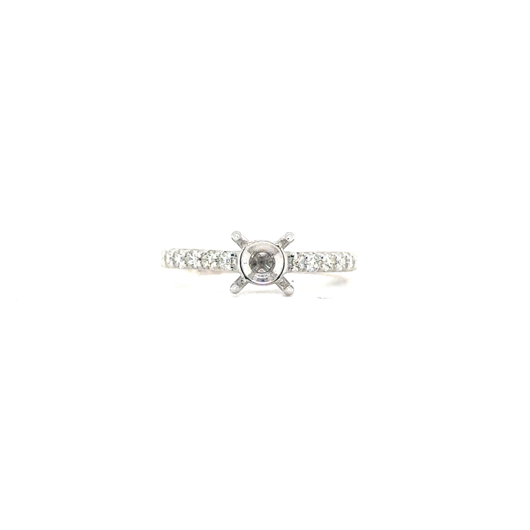 White Gold Diamond Semi-Mount Engagement Ring for Round Stone