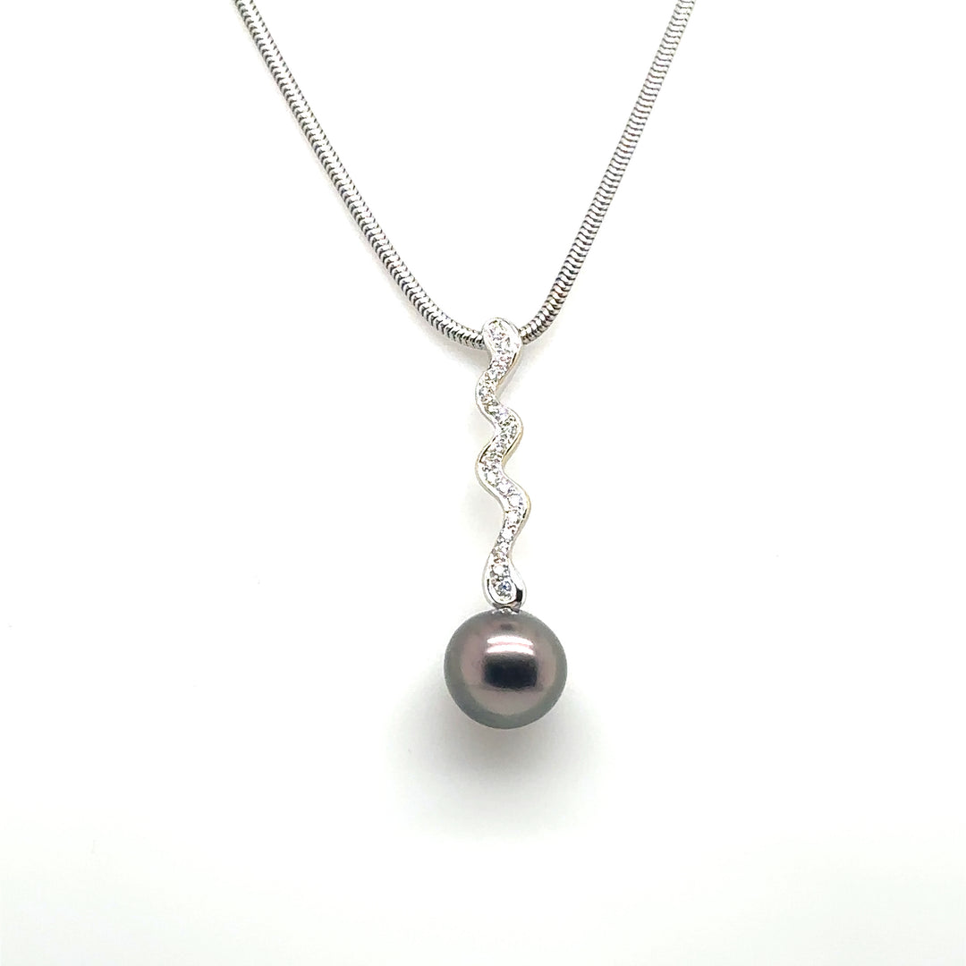 Tahitian Pearl & Diamond White Gold Necklace