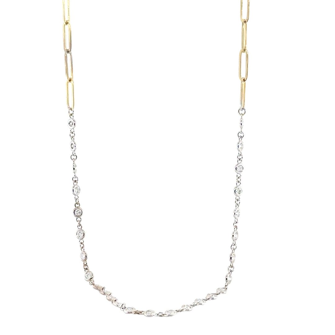 Diamond Yellow Gold Paperclip Necklace