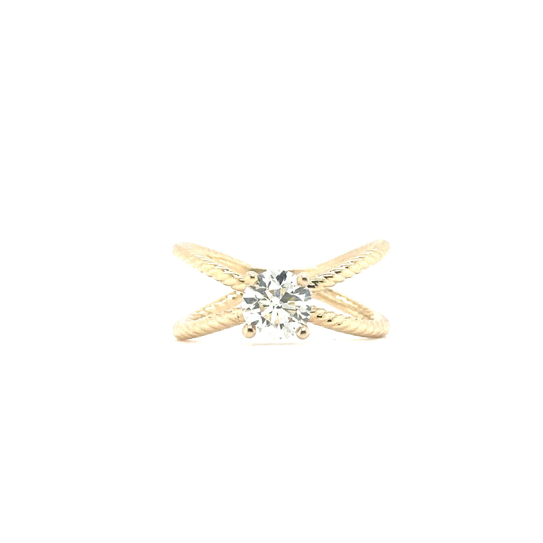 Yellow Gold Rope 'X' Diamond Engagement Ring