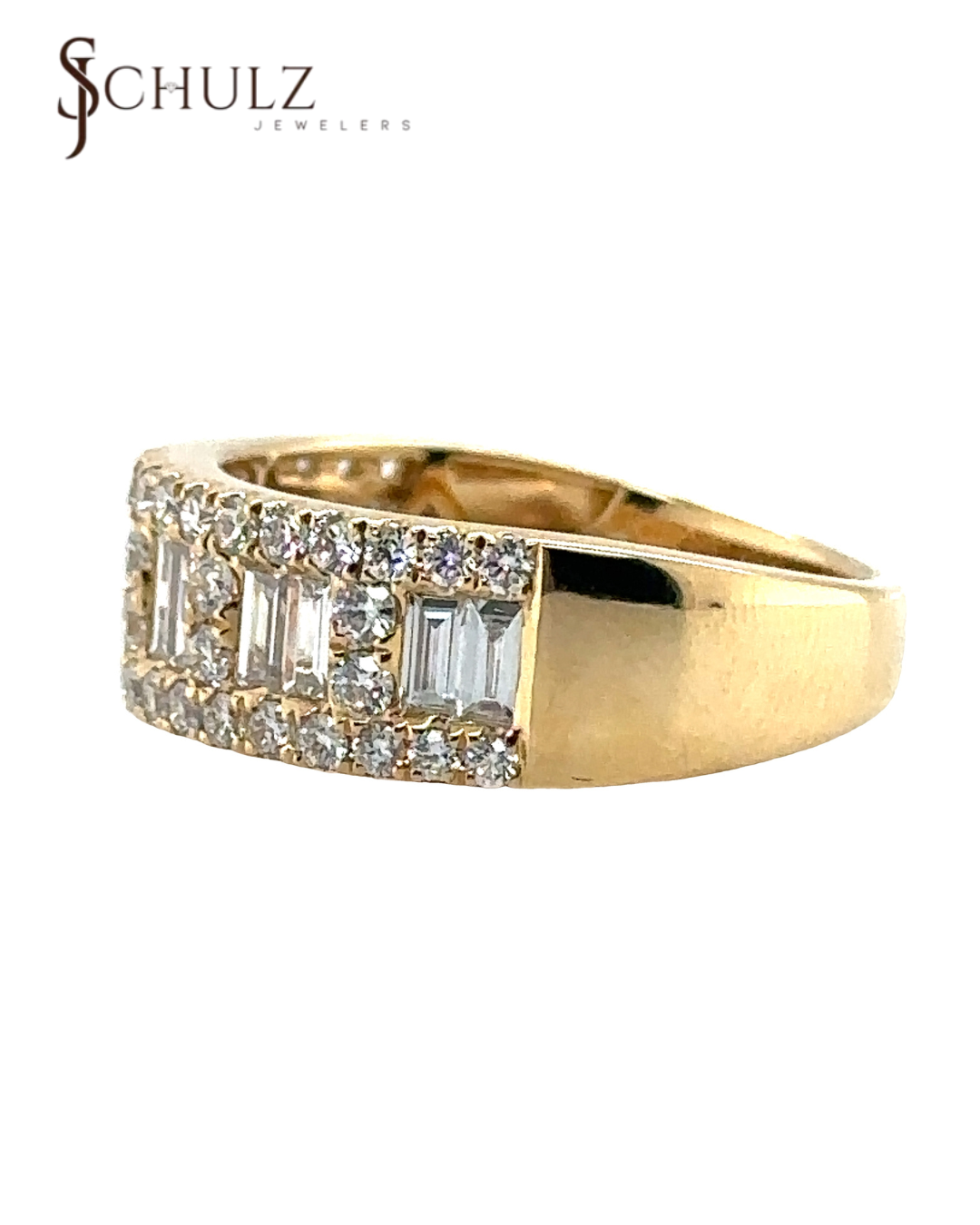 18K Yellow Gold Wide Rectangular Diamond Fashion
