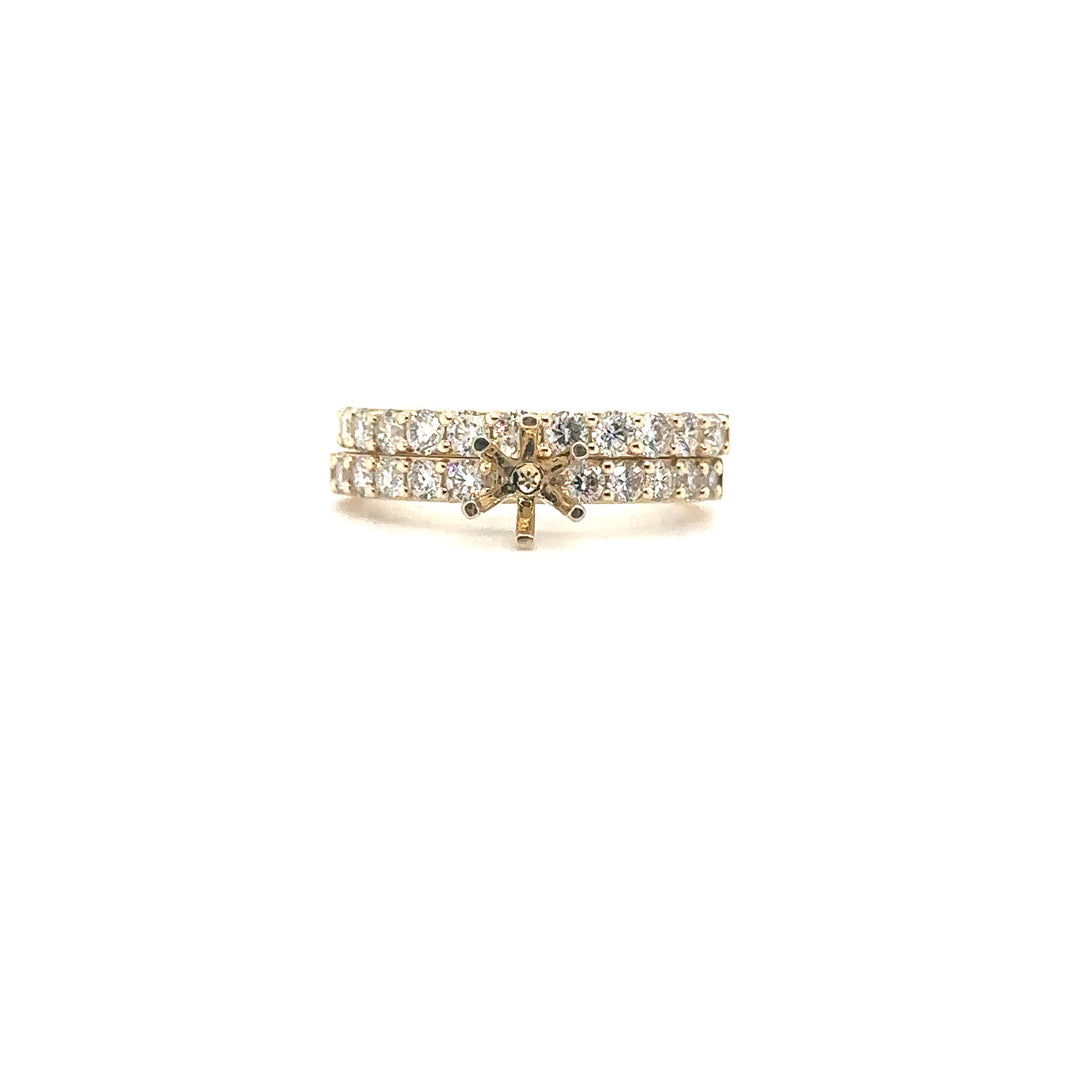 Yellow Gold Diamond Engagement Ring Set for Round Stone