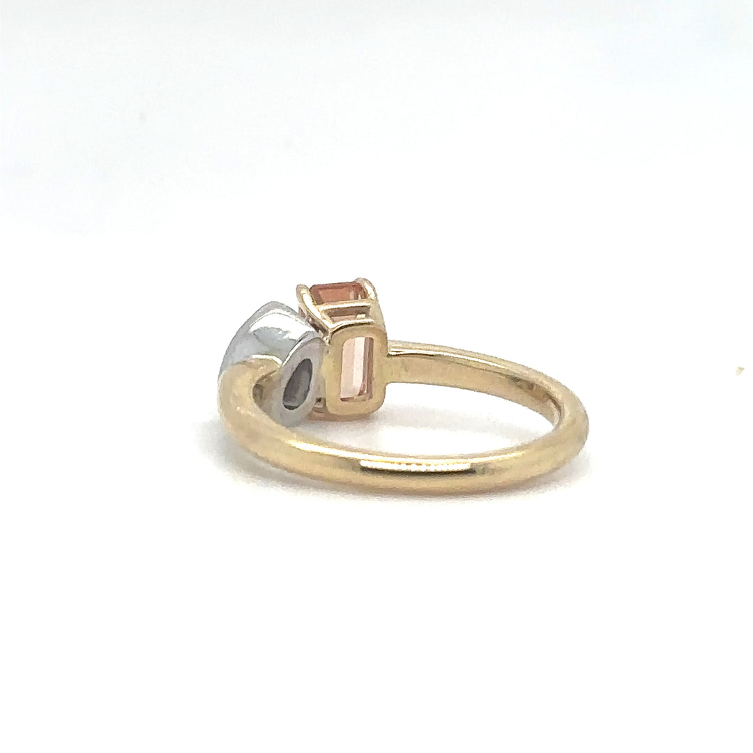 Toi et Moi Garnet & Diamond Yellow Gold Engagement Ring