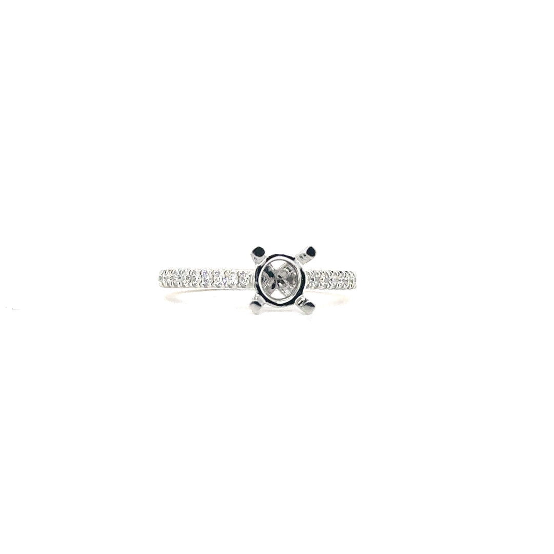 White Gold Diamond Semi-Mount Engagement Ring for Round Stone