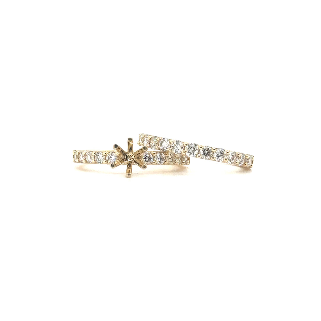 Yellow Gold Diamond Engagement Ring Set for Round Stone