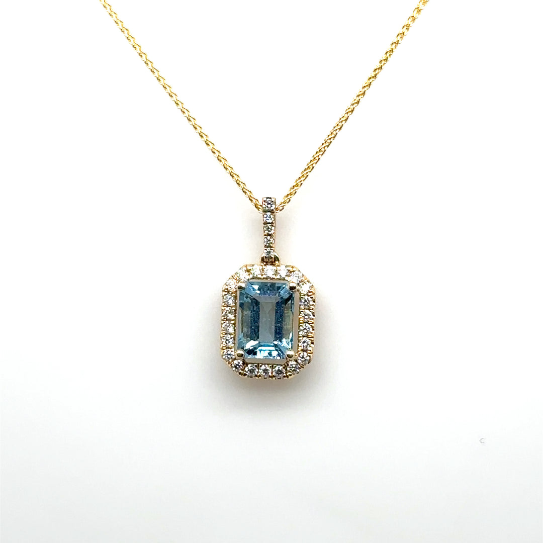 Aquamarine & Diamond Stone Pendant