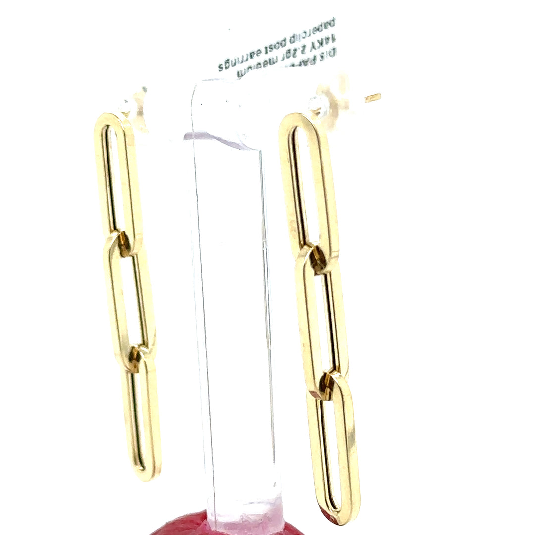 Large Yellow Gold Paperclip Studs