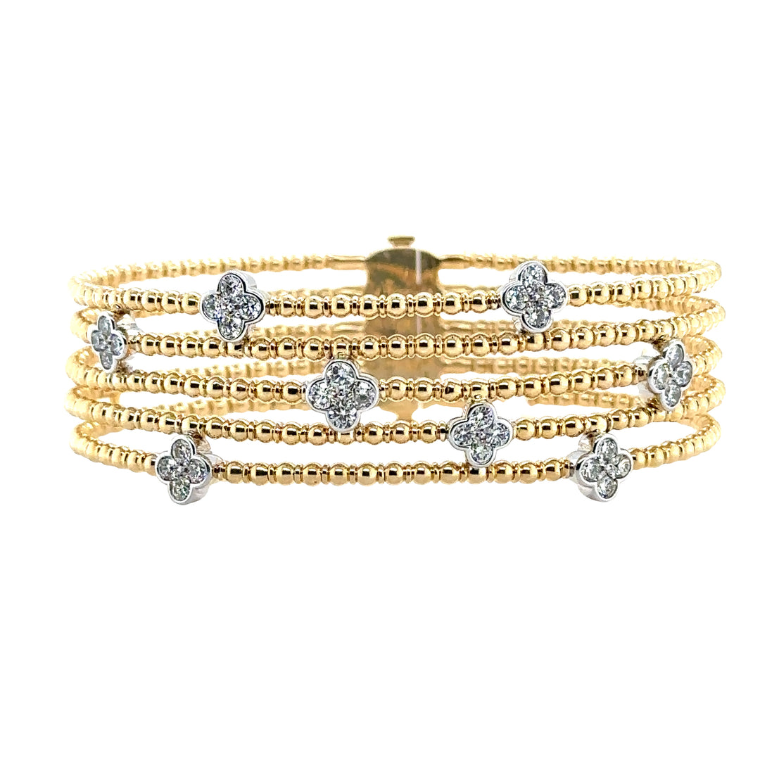 Diamond Clover Two-Toned Large Flexi Bracelet