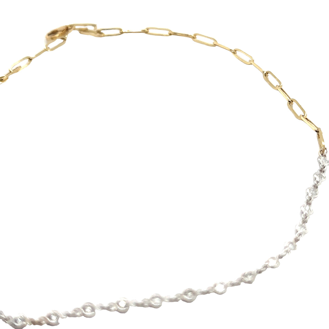 Diamond Yellow Gold Paperclip Necklace