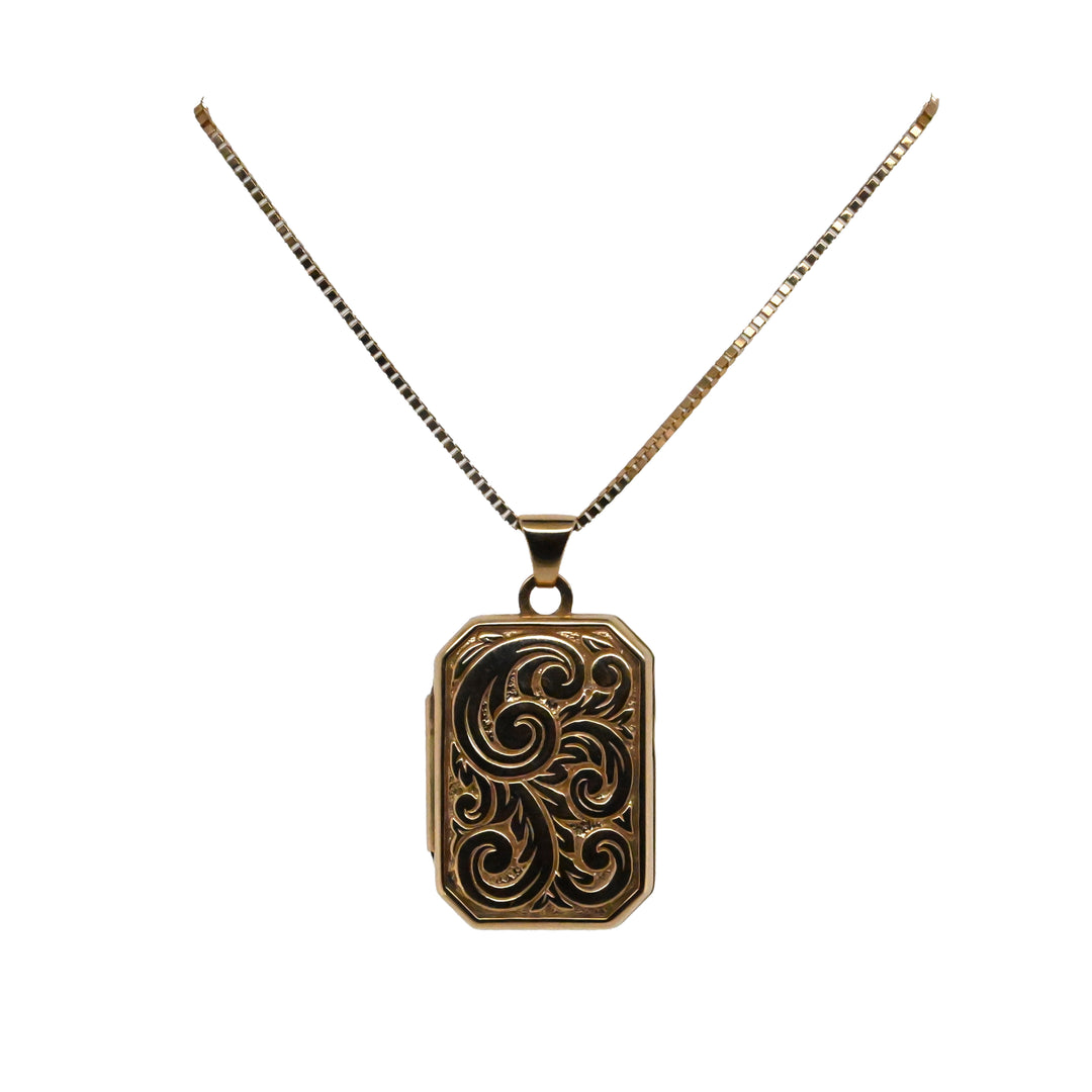 Gold Locket with Bail & 30" Box Chain