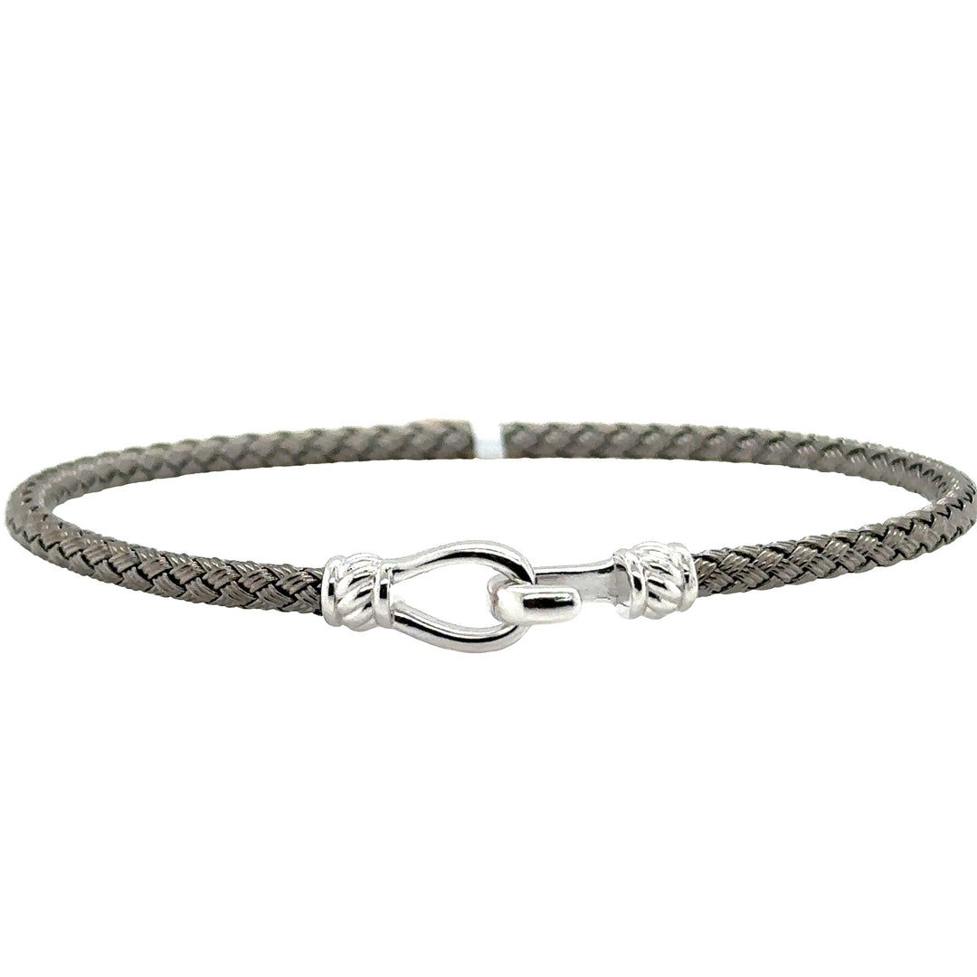 Silver with Black Rhodium Braided Stacking Bracelet