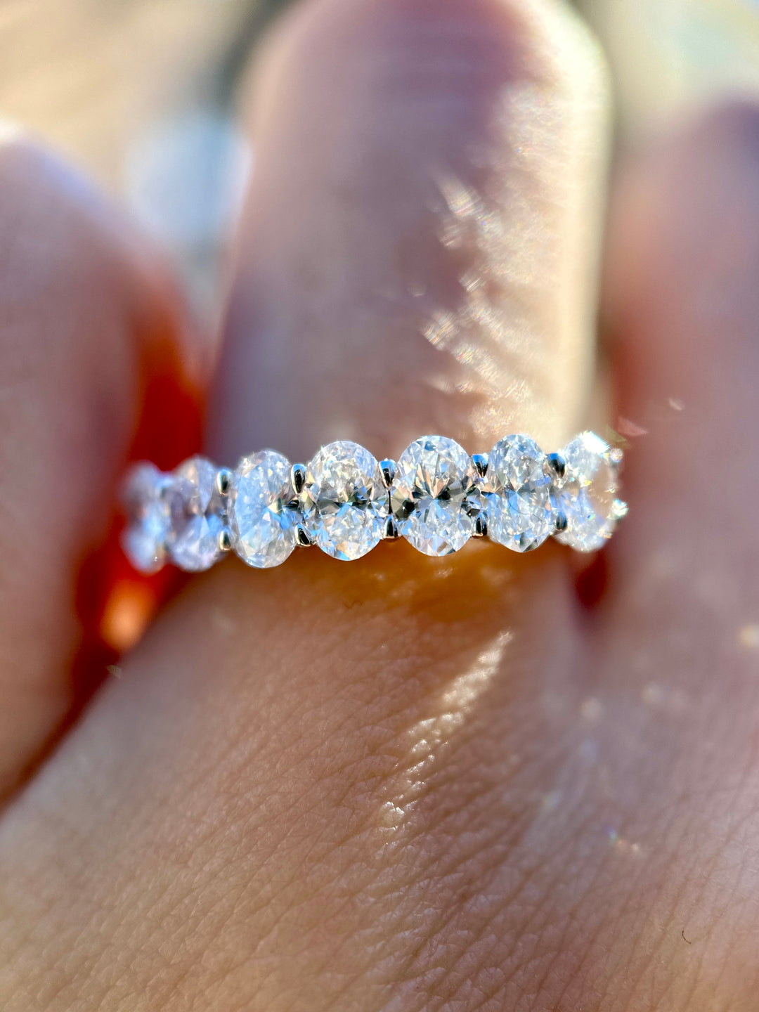 Seven Stone Oval Diamond White Gold Anniversary Band