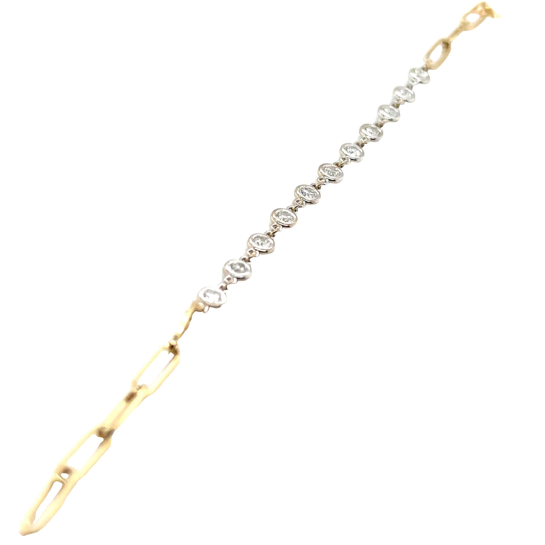 Diamond Yellow and White Gold Paperclip Bracelet