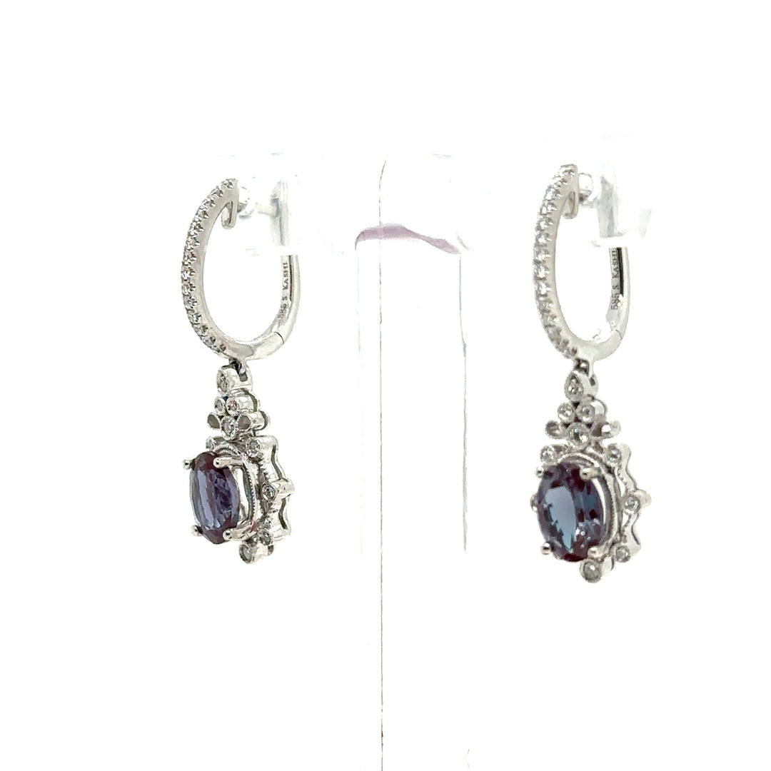 Alexandrite & Diamond Hoop Earrings