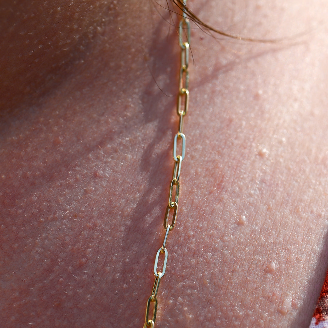 Yellow Gold Paperclip Adjustable Layering Chain