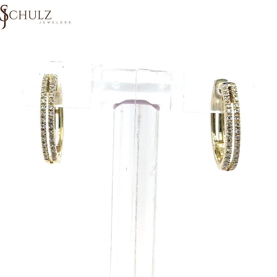 Split Yellow Gold Diamond Hoops