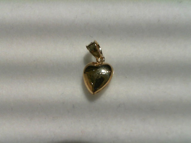 14K Gold Puff Hollow Heart Pendant with Bail