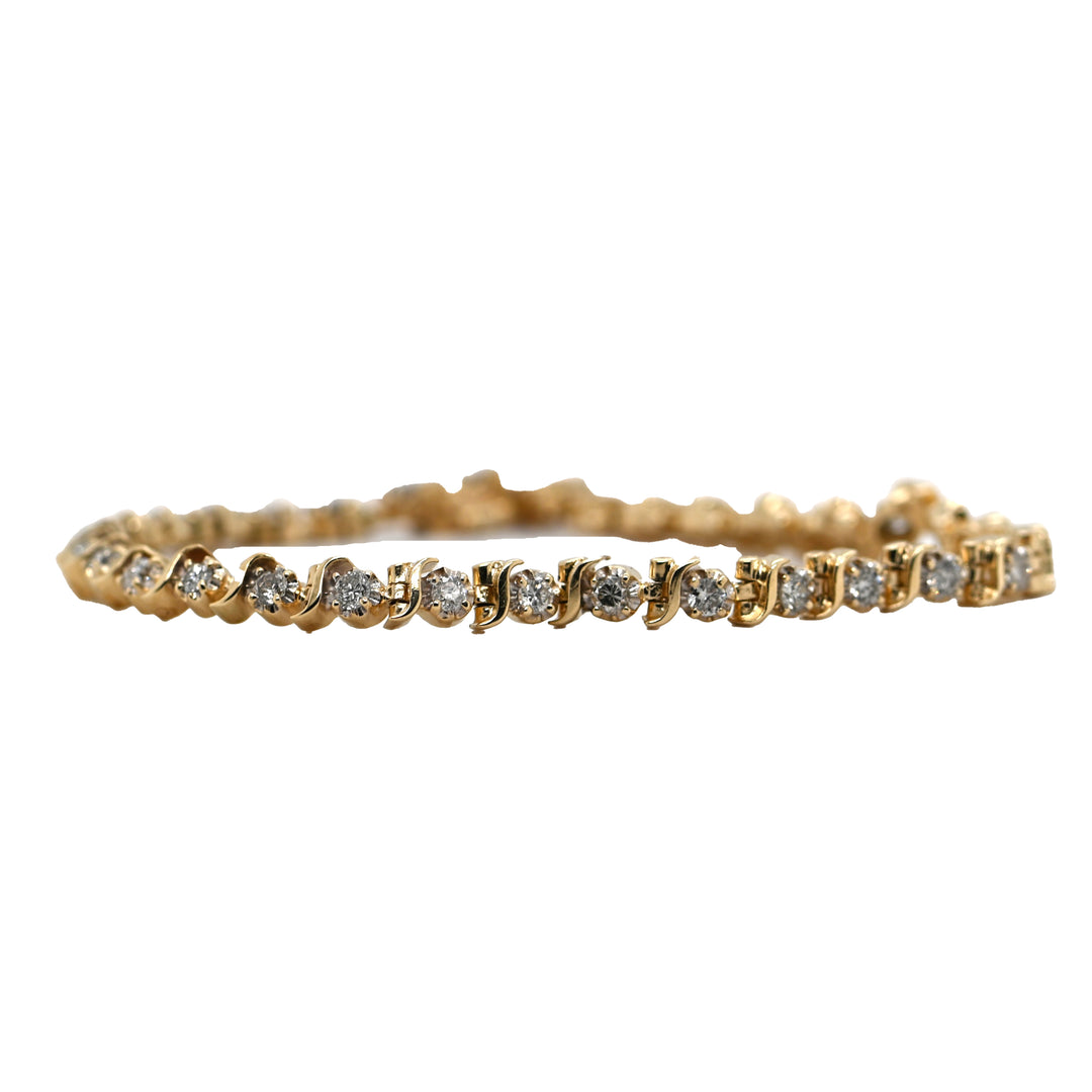 Yellow Gold Natural Diamond Tennis Bracelet