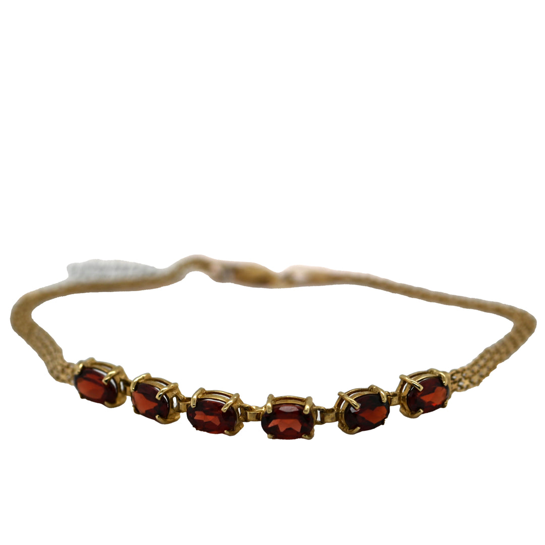 Red Garnet Set Mesh Bracelet