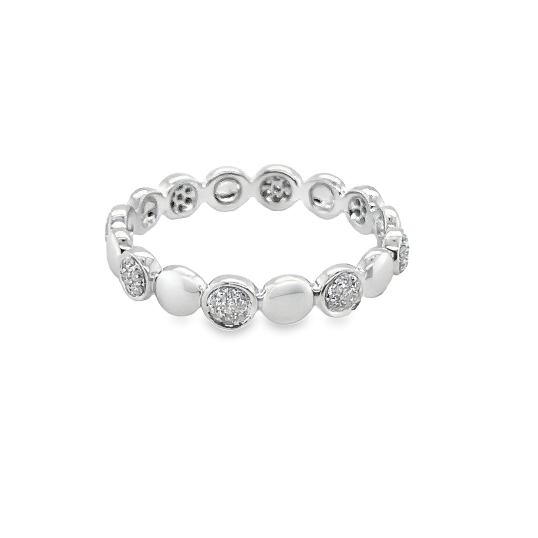 White Gold Diamond Bubble Pave Stacking Band