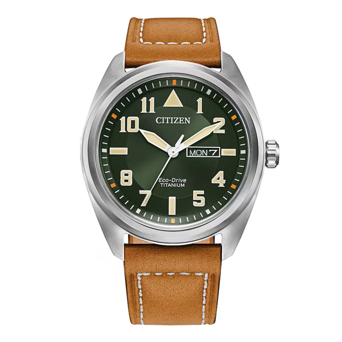 Stainless Steel Men's Citizen Eco-Drive Green Face Watch