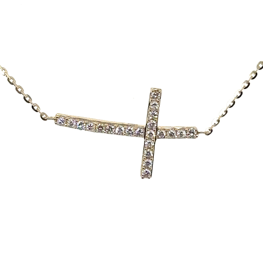 Yellow Gold Diamond Sideways Cross