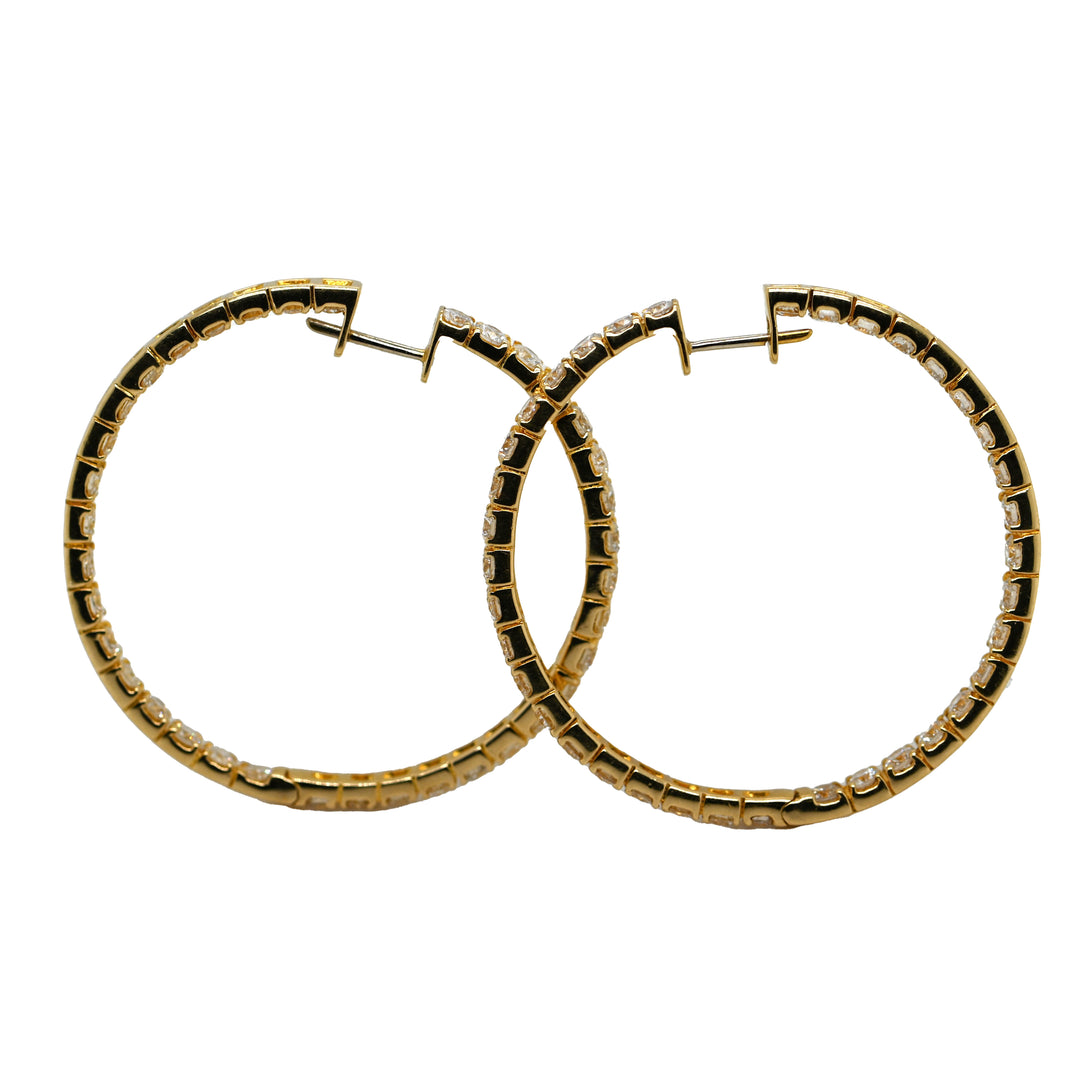 18K Gold Diamond In & Out Hoop Earrings