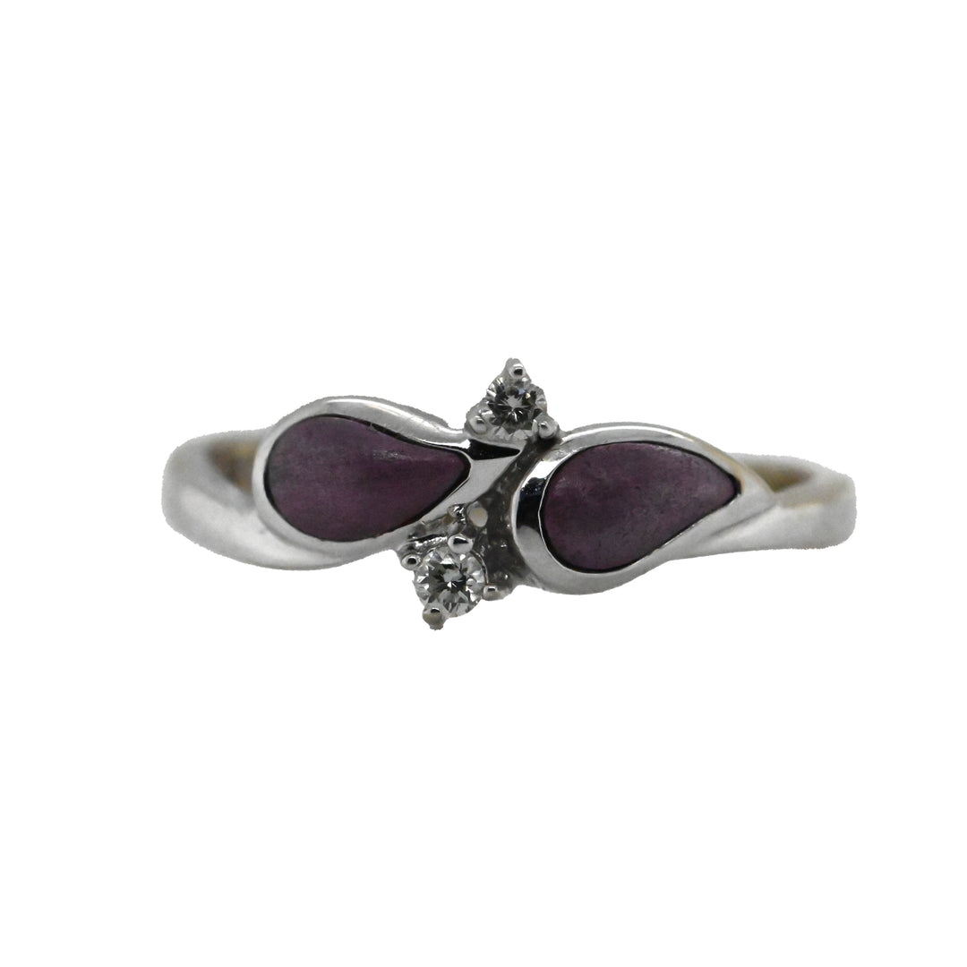 18K White Gold Purple Pearl & Diamond Ring