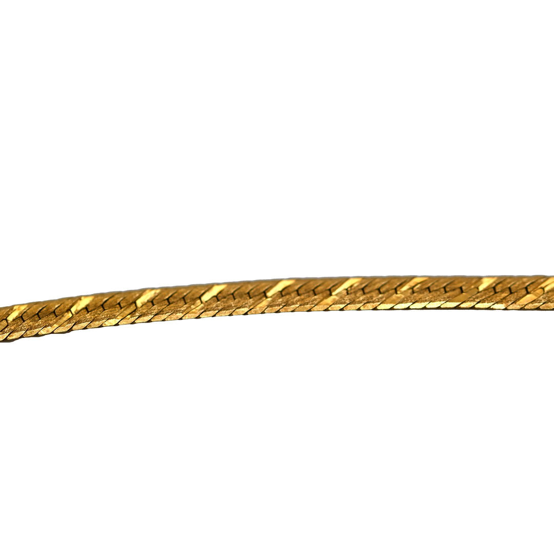 Gold Diagonal Herringbone Bracelet with Claw Clatch