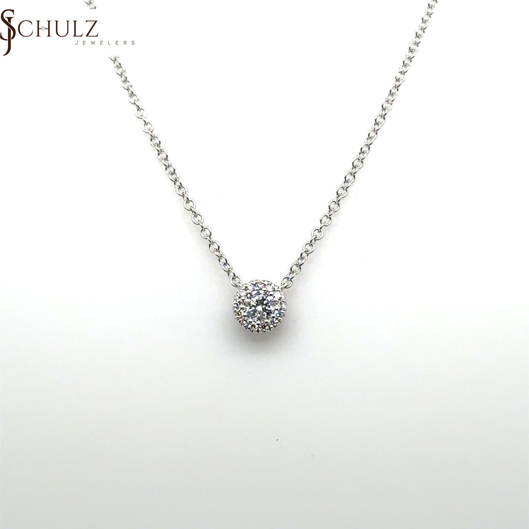 White Gold Cluster Diamond Station Necklace
