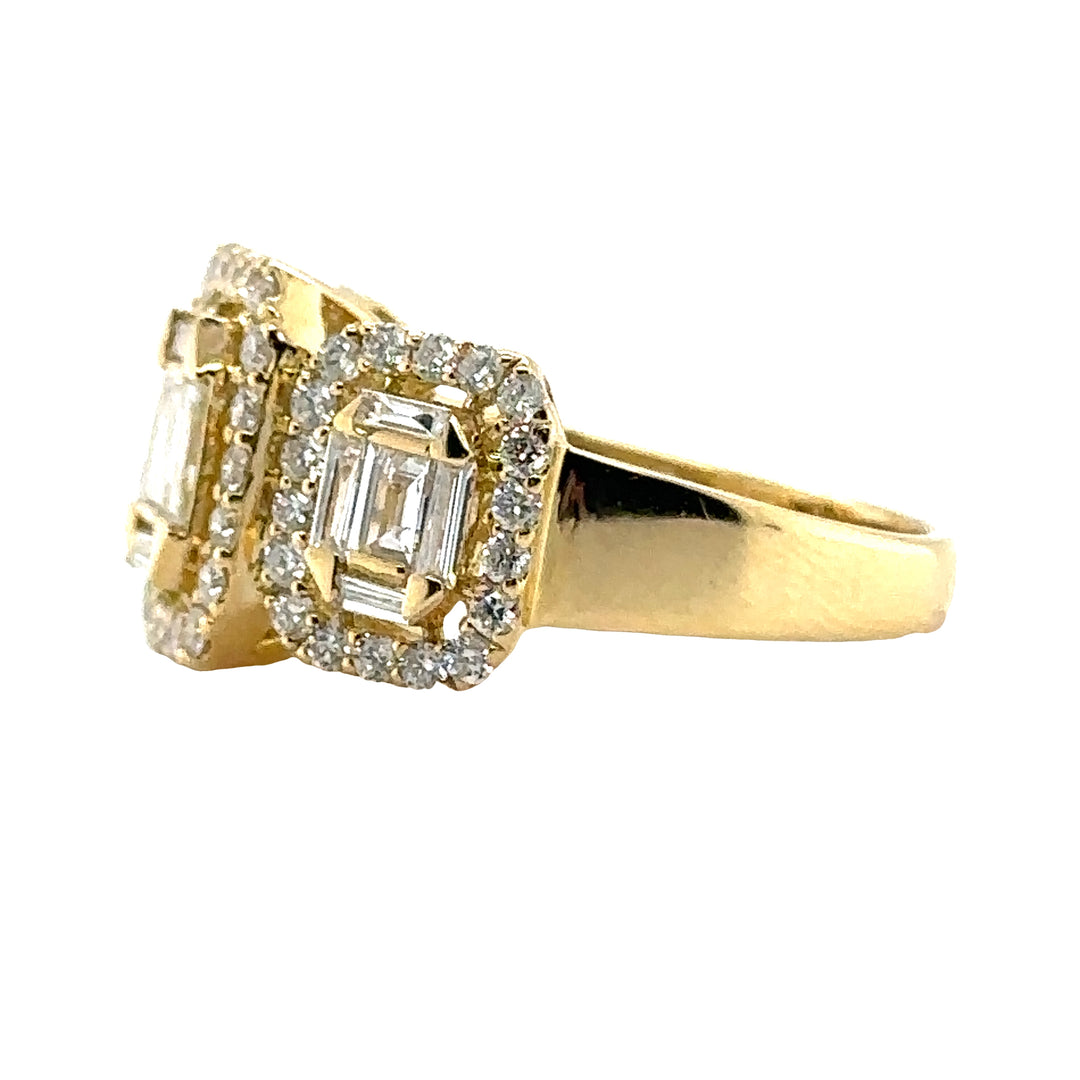 18K Yellow Gold 3-Stone Engagement Ring