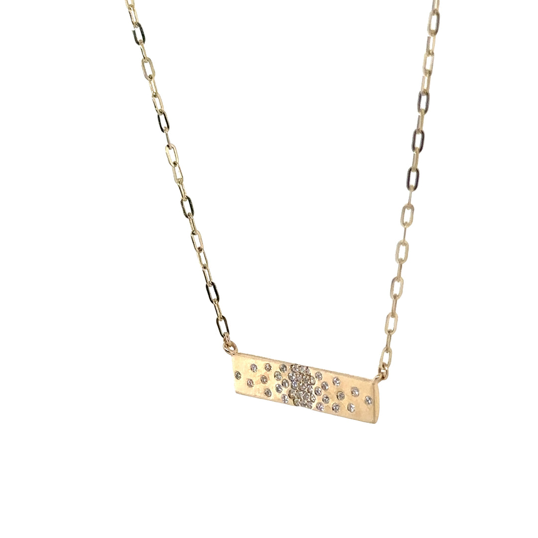 Diamond Yellow Gold Bar Paperclip Necklace