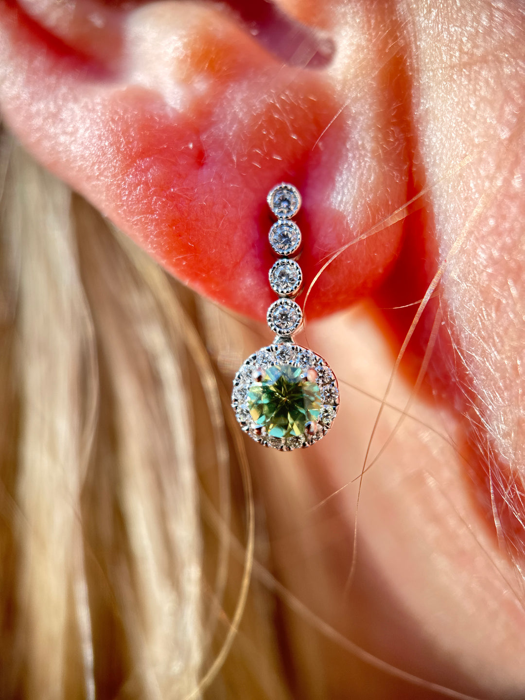 Demantoid Garnet & Diamond Earrings