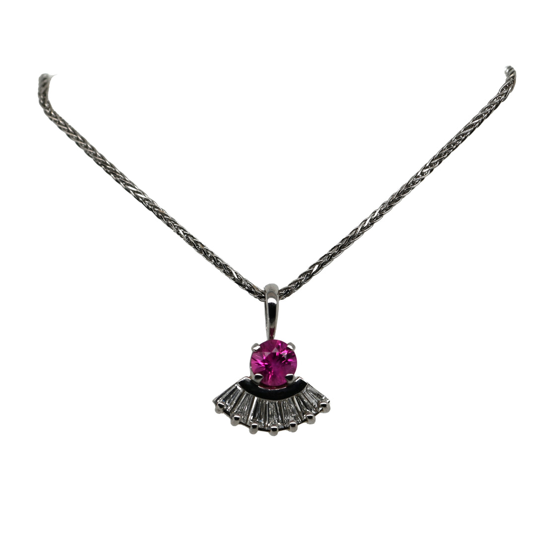 Pink Sapphire Pendant with 16" Diamond Cut Chain