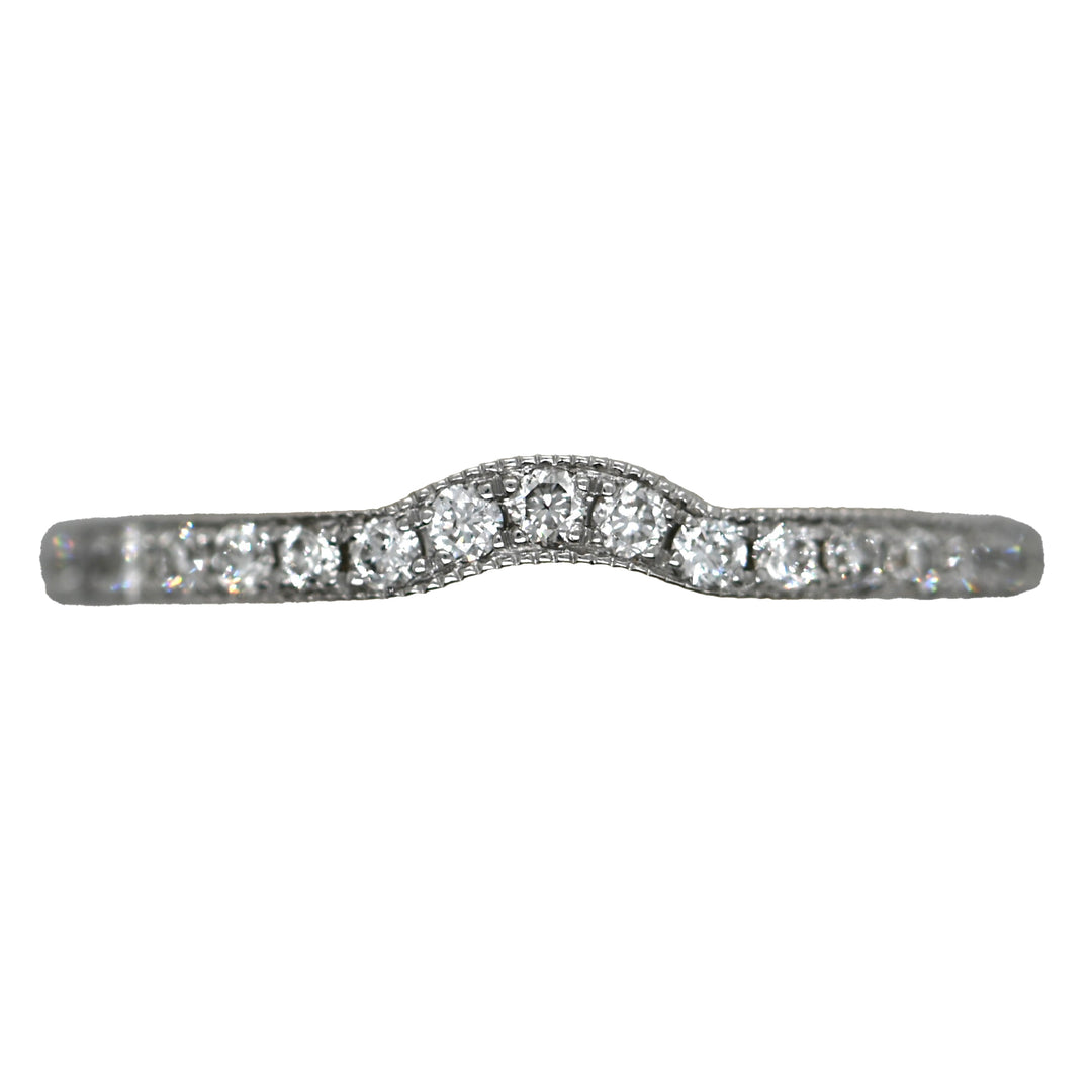 White Gold Diamond Bead Set Contour Wedding Band