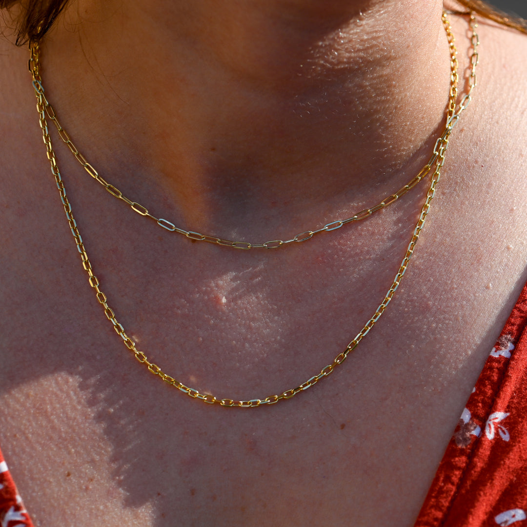 Yellow Gold Paperclip Adjustable Layering Chain