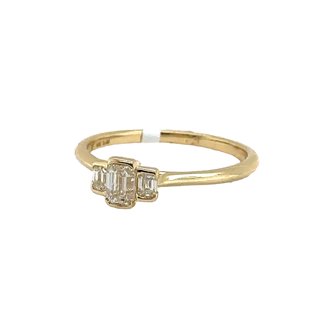 Emerald-Cut Diamond Yellow Gold Engagement Ring