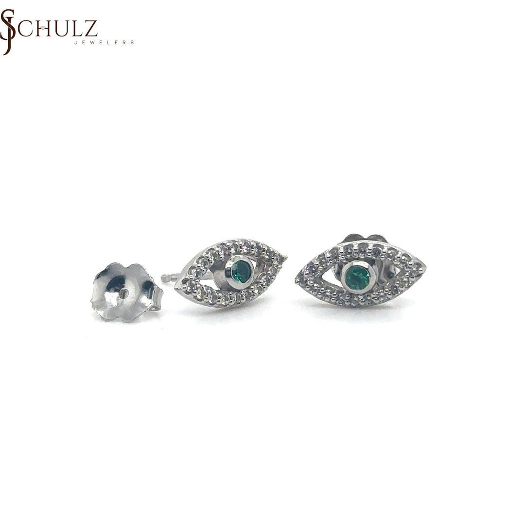 Evil Eye Emerald & Diamond Studs