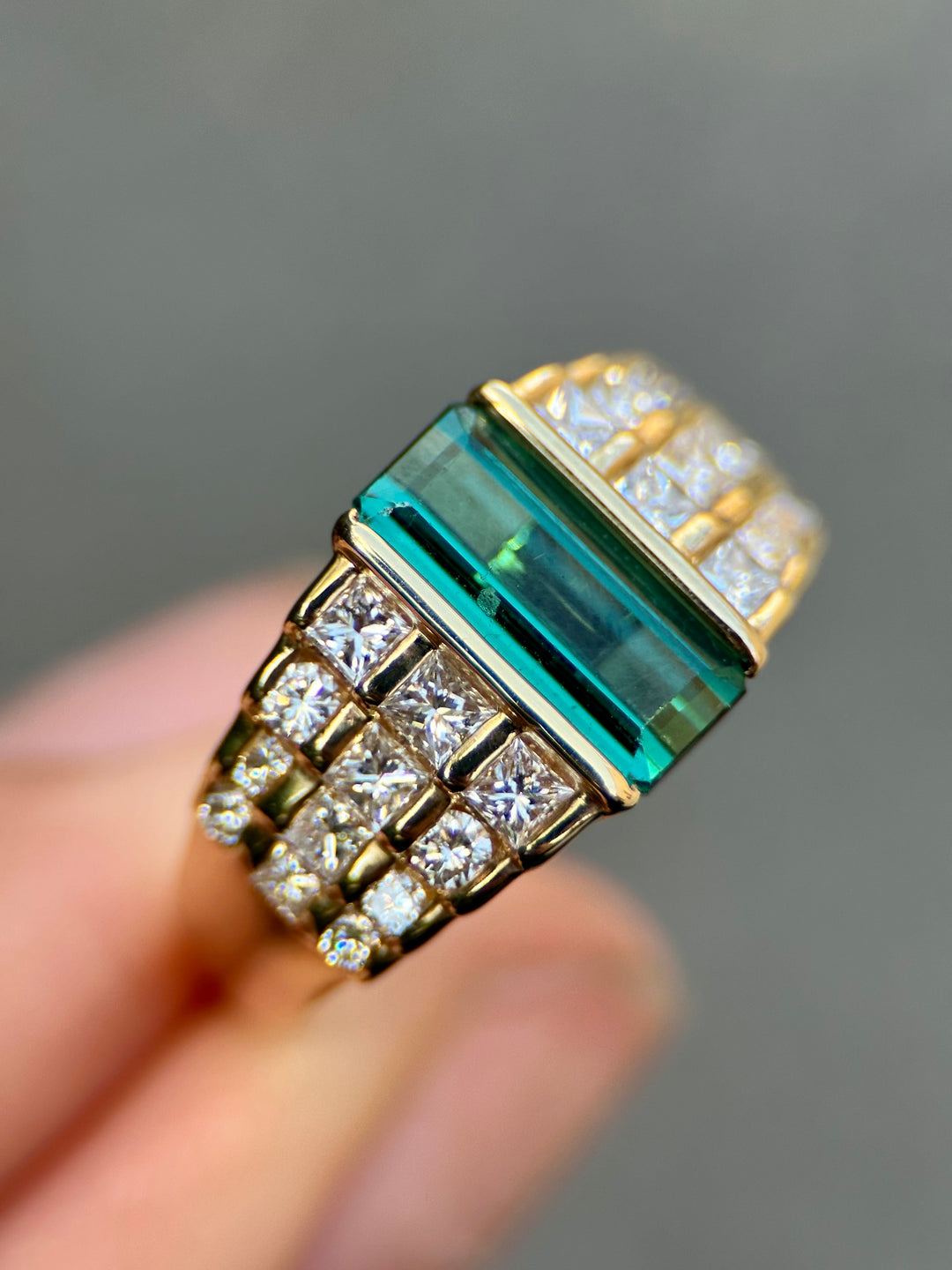 Green Tourmaline & Diamond Statement Ring