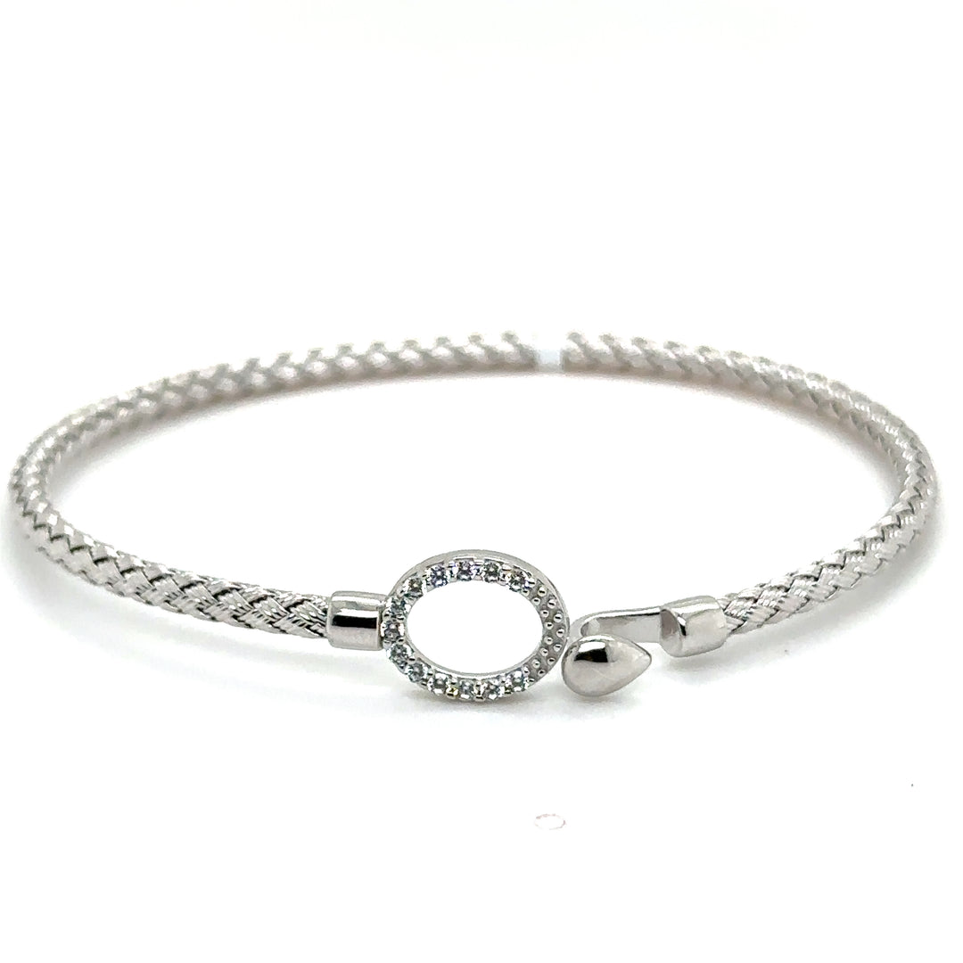 Sterling Silver Bracelet with Circle CZ Latch