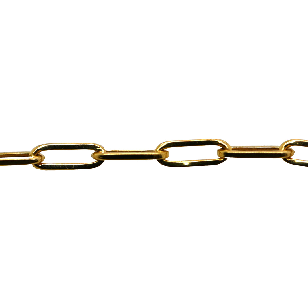 Yellow Gold Paper Clip Bracelet 7.25" with Spring Clasp
