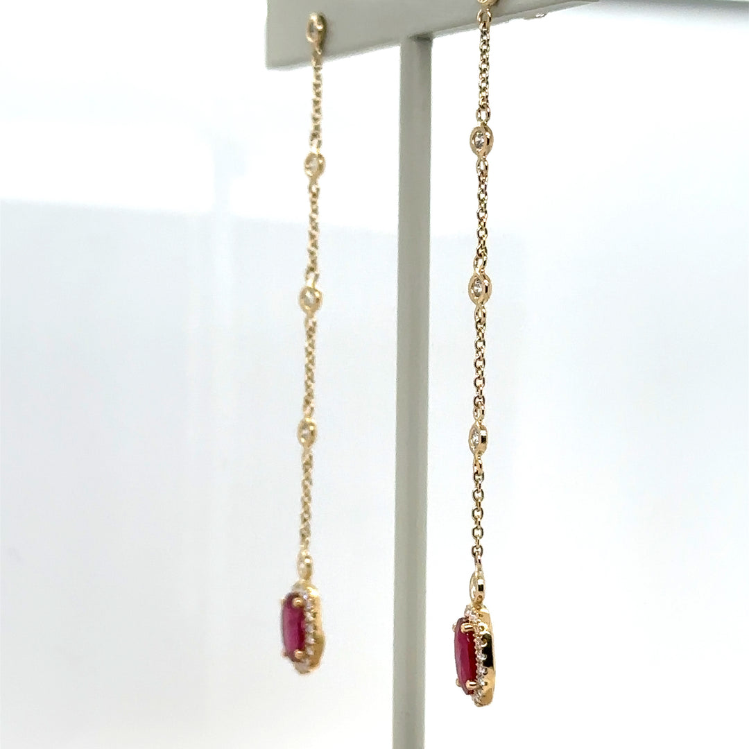Ruby & Diamond Dangle Earrings