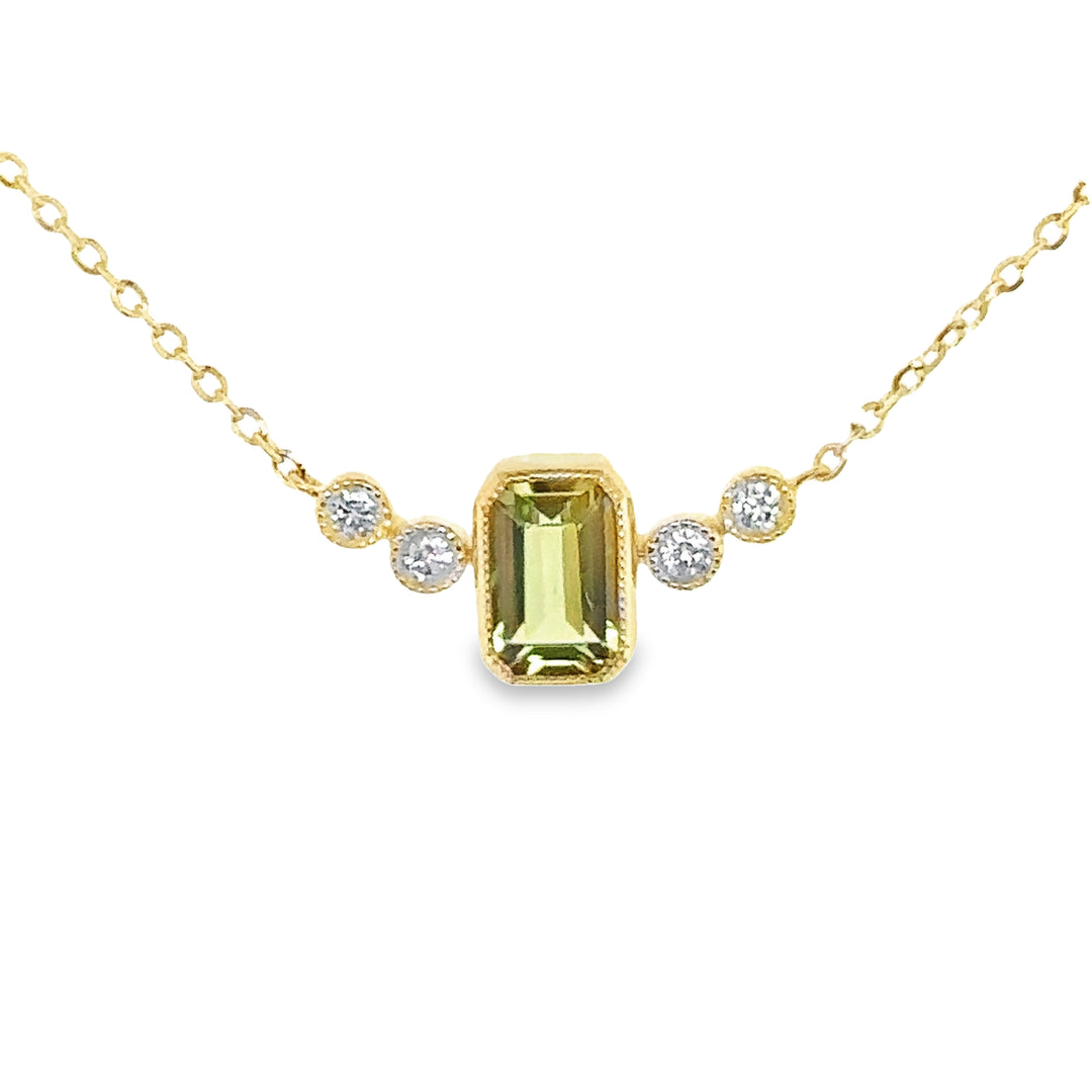 Peridot & Diamond Vintage Yellow Gold Necklace