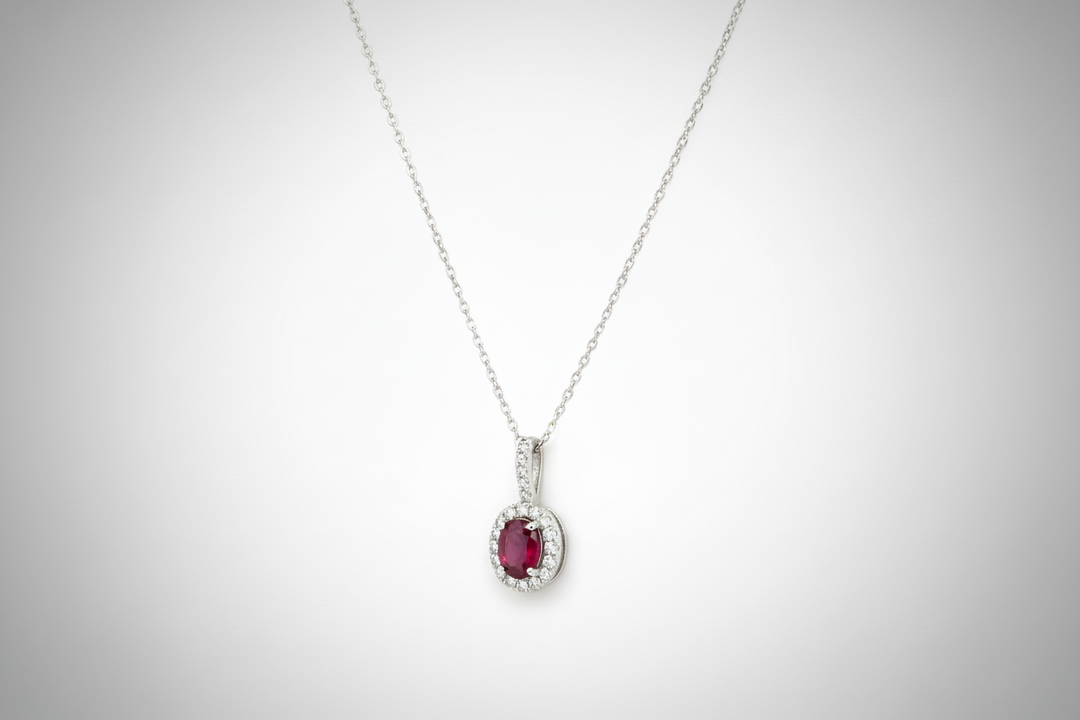 Ruby & Diamond Oval Pendant