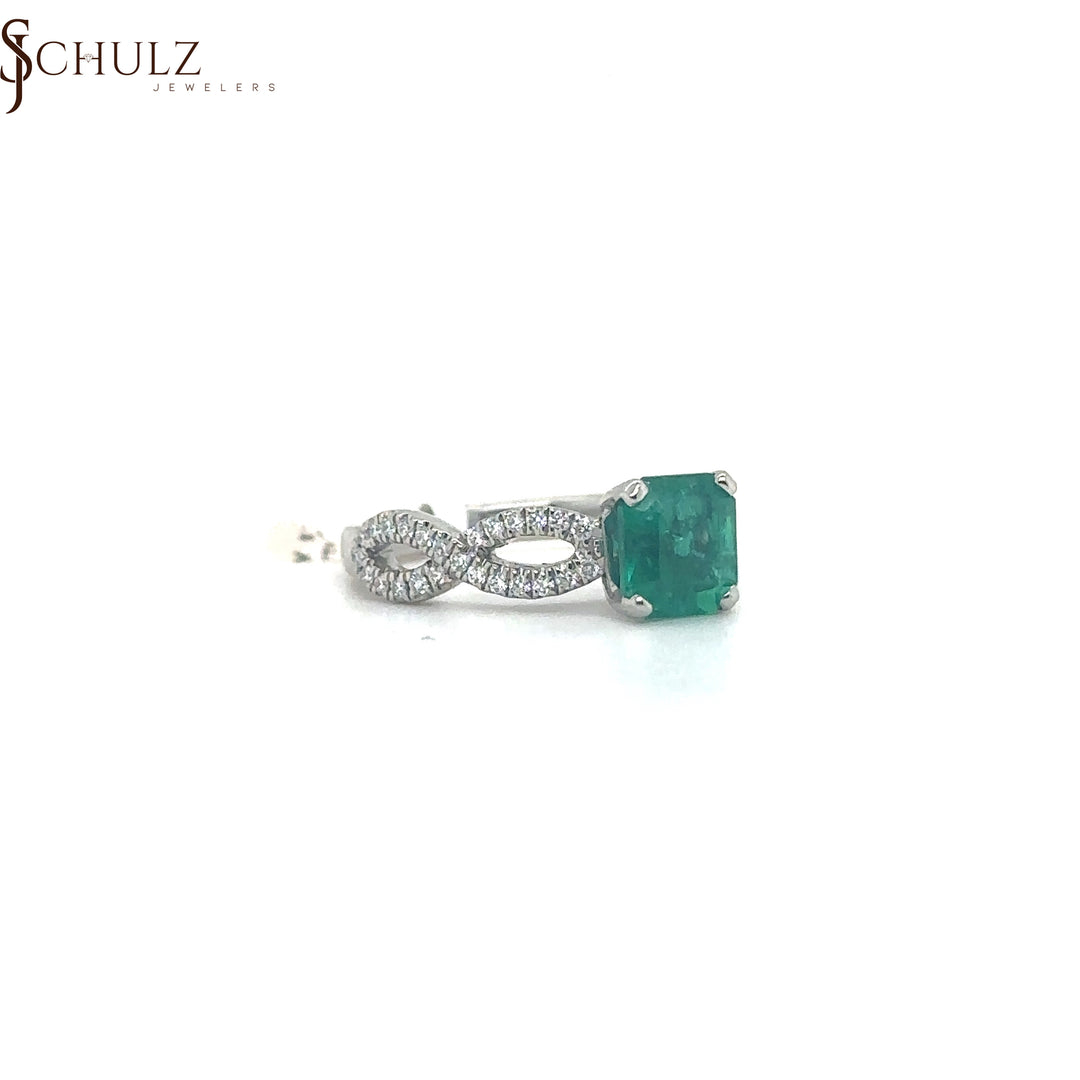 Emerald & Diamond Princess Cut Ring