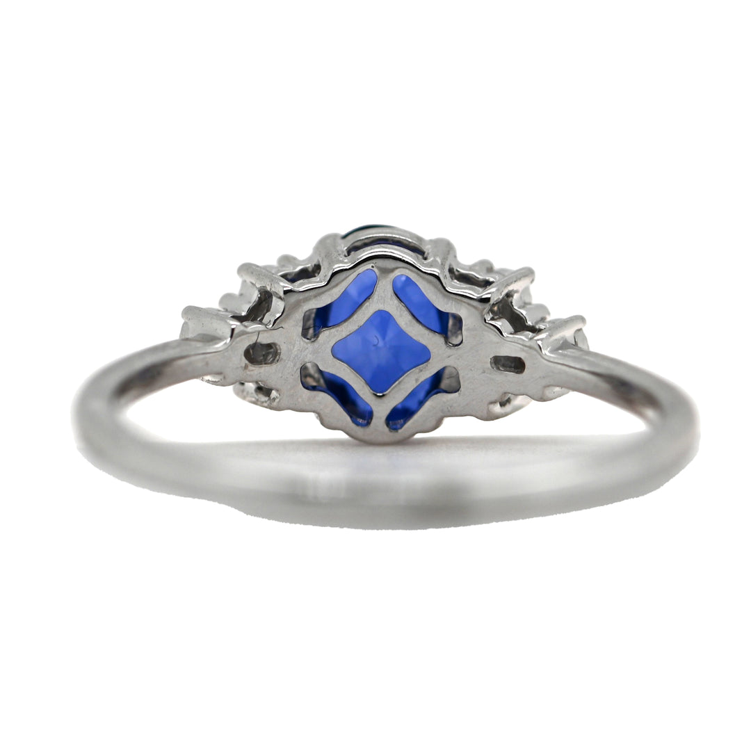 Blue Sapphire & Diamond White Gold Ring