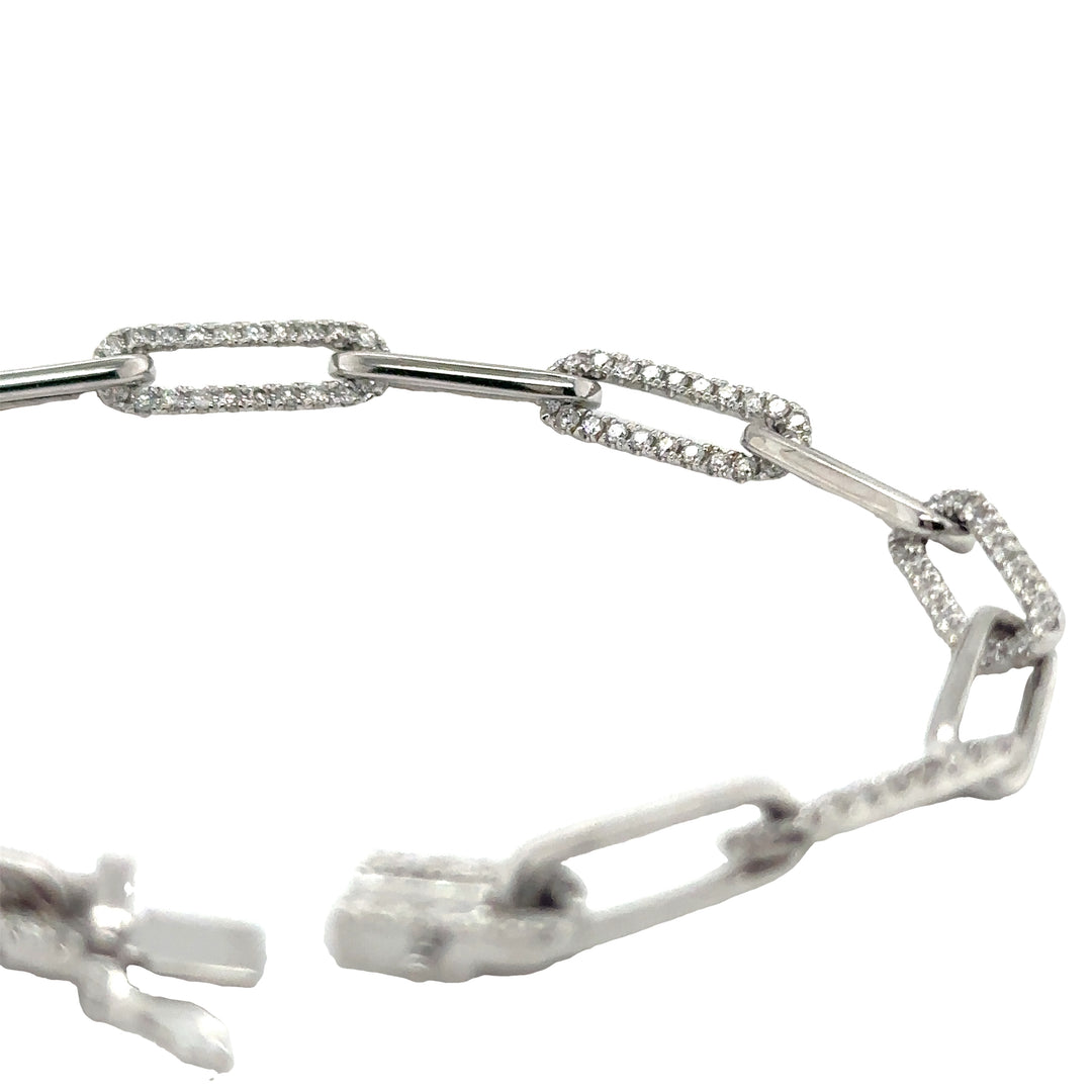 White Gold Diamond Paperclip Bracelet