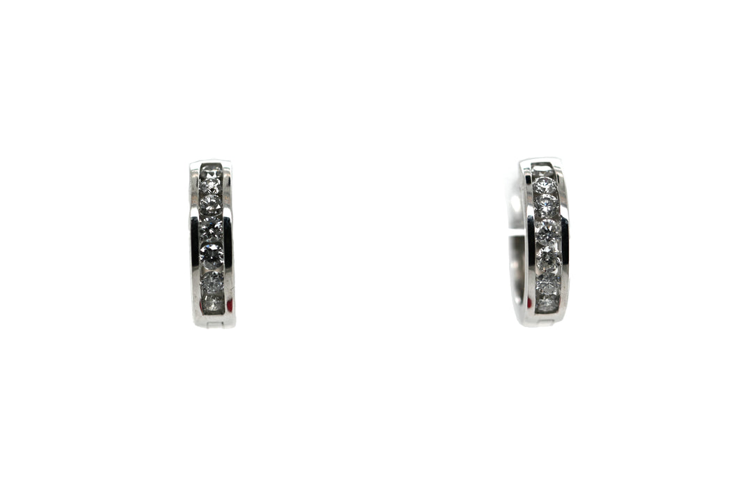 Silver Channel Huggie Earrings